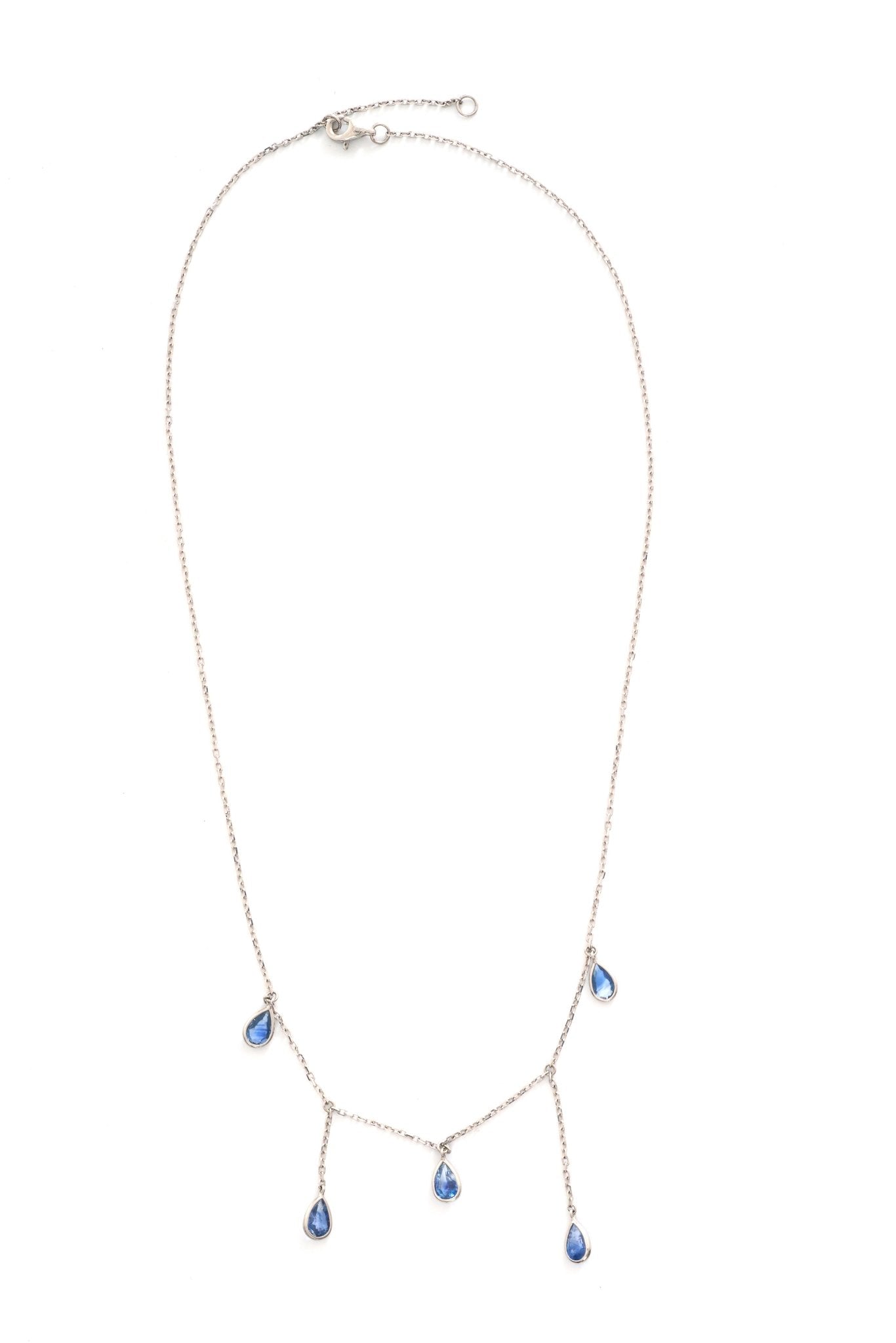 Ceylon Sapphire Raindrops Necklace 18k handmade fine jewelry 2