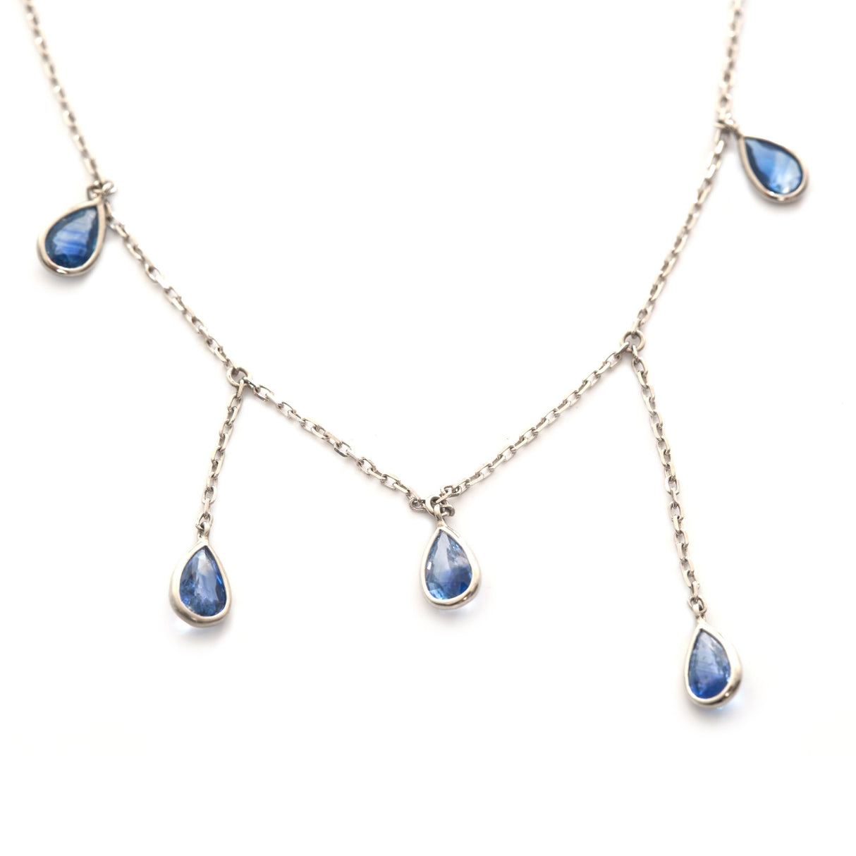 Ceylon Sapphire Raindrops Necklace 18k handmade fine jewelry 3
