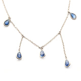 Ceylon Sapphire Raindrops Necklace 18k handmade fine jewelry 3