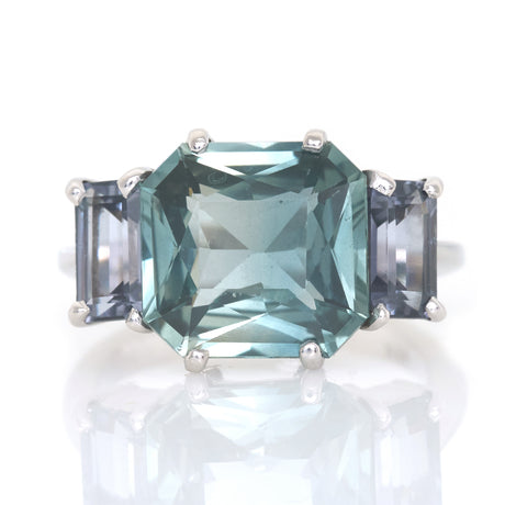 Ceylon Sapphire & Spinel Bar Ring 18k gold engagement ring