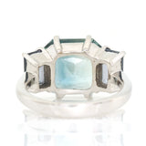 Ceylon Sapphire & Spinel Bar Ring 18k gold engagement ring back view