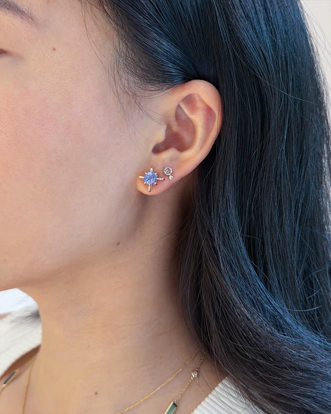 Ceylon_Sapphire_Starburst_earrings_18K_gold_handmade_fine_jewelry_on_model_1