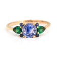 Ceylon Sapphire & Tsavorite Flora Ring 18k gold Stackable ring