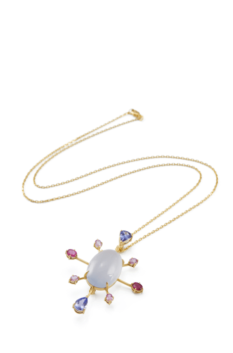 Chalcedony, Tanzanite, Ruby & Pink Sapphire Pendant/Brooch 18k handmade fine jewelry 4