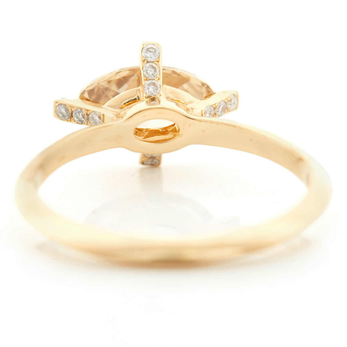 Champagne Diamond Compass Ring 18k gold engagement ring back view