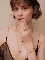 Champagne Diamond Compass Ring 18k gold engagement ring on model