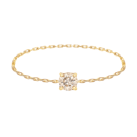 Champagne Diamond Dot Chain Ring 18k gold Stackable ring