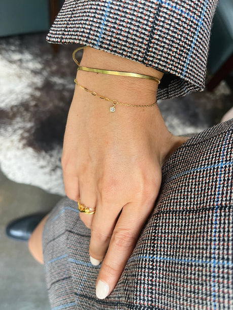 Champagne Diamond Duo Bracelet 18k gold stackable design on model