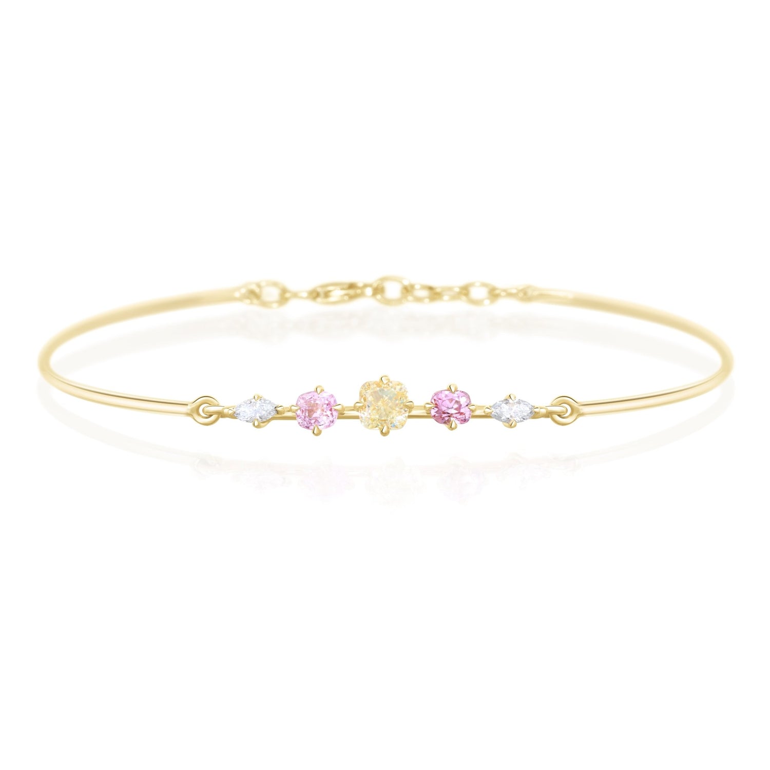 Champagne Diamond & Spinel Compass Bangle 18k gold Stackable design 1