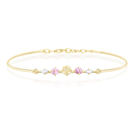 Champagne Diamond & Spinel Compass Bangle 18k gold Stackable design 1