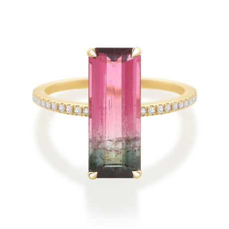 Classic Watermelon Tourmaline Ring 18K engagement ring