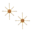Cognac Diamond Cushion Cut Starburst Earrings 18K Gold Handmde Fine Jewelry