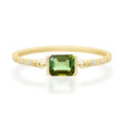 Color Change Green Tourmaline Petite Circle Diamond Ring  18K Stackable ring
