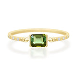 Color Change Green Tourmaline Petite Circle Diamond Ring  18K Stackable ring