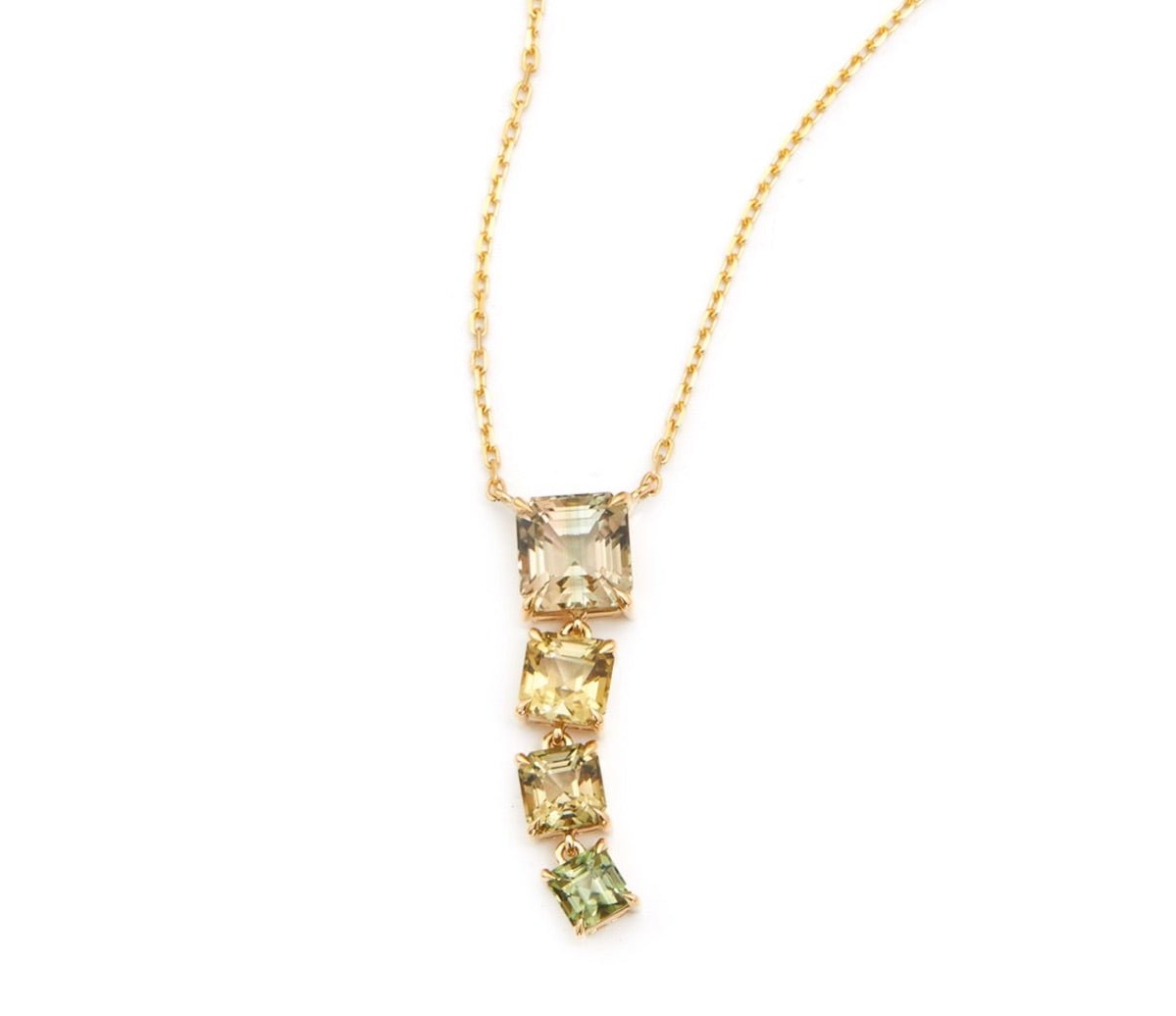 Color Change Tourmaline Links Cascade Necklace 18k handmade fine jewelry