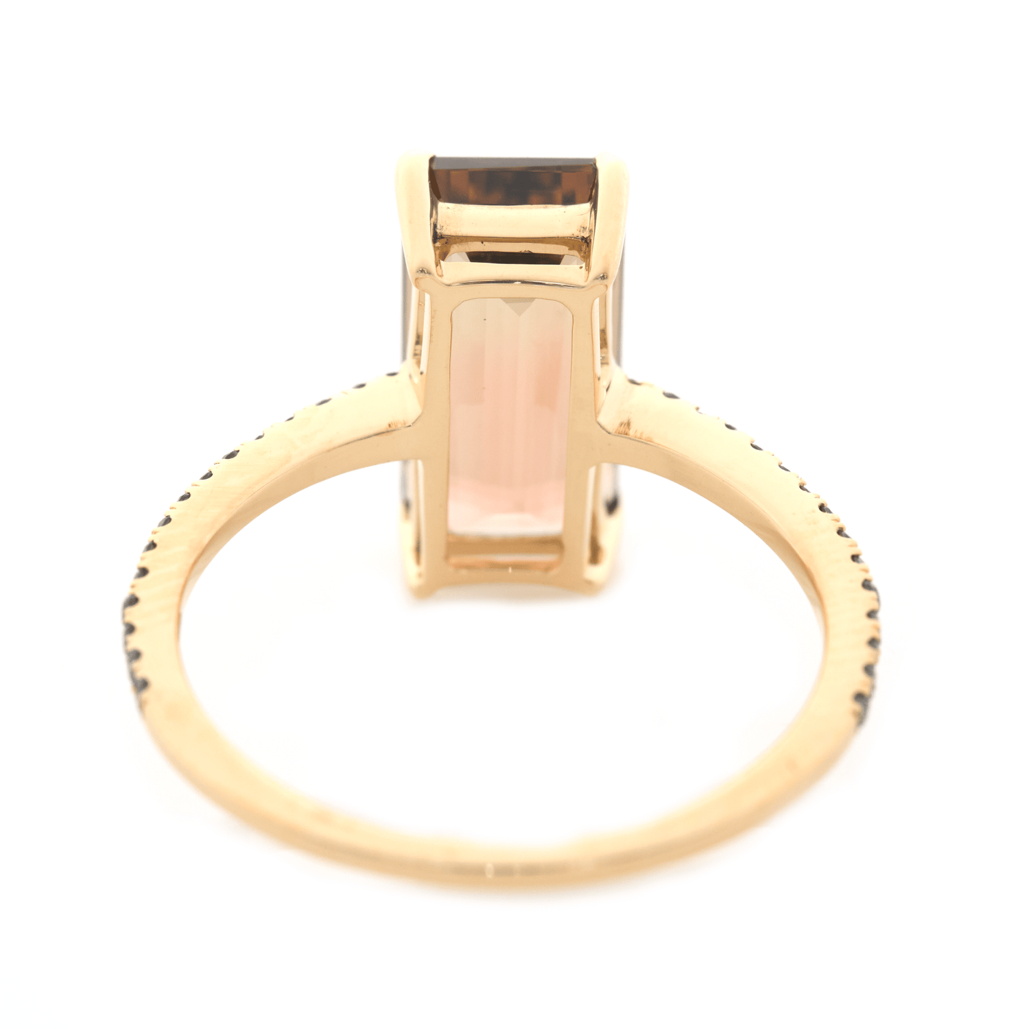 Color Change Watermelon Tourmaline Protection Ring 18k gold engagement ring back view