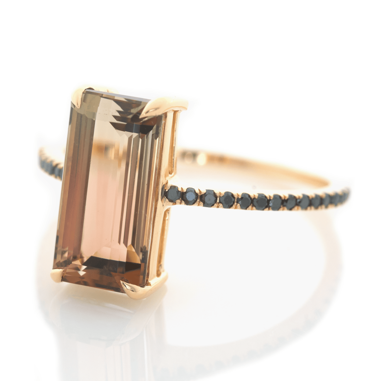 Color Change Watermelon Tourmaline Protection Ring 18k gold engagement ring side view