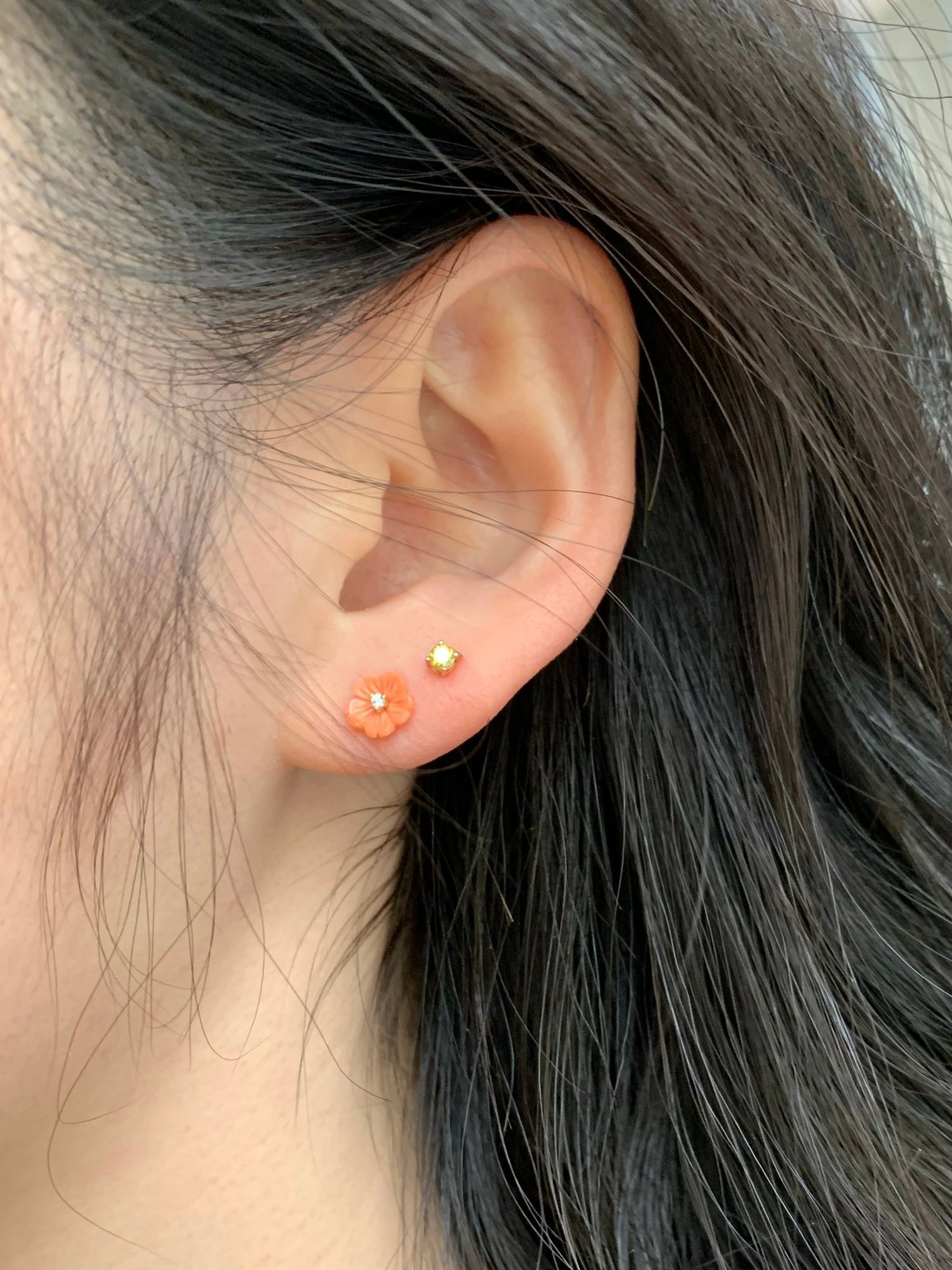 Coral & Diamond Flora Stud