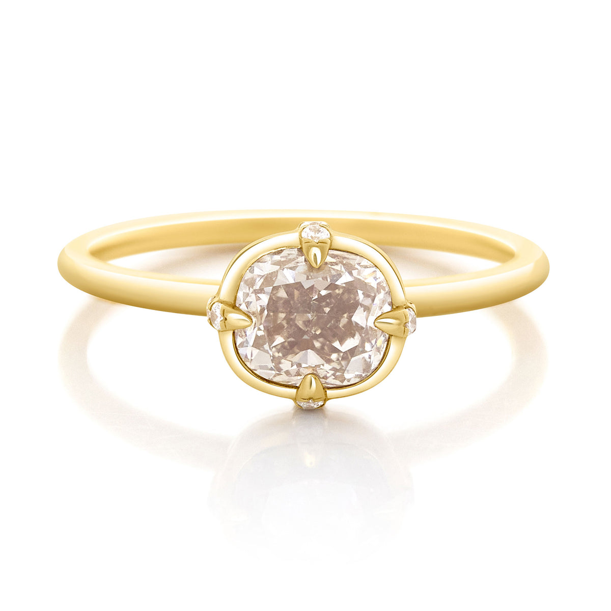 Cushion Champagne Diamond Compass Ring