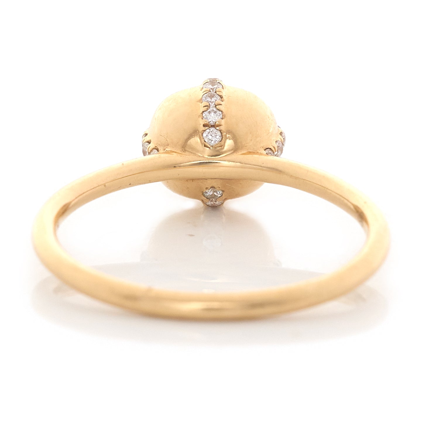 Cushion Champagne Diamond Compass Ring 18k gold engagement ring back view