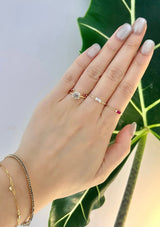 Cushion Champagne Diamond Compass Ring 18k gold engagement ring on model