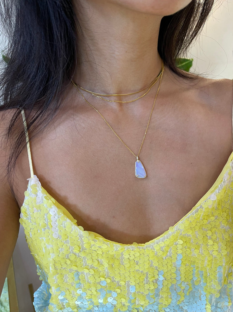 Jelly Opal & Diamond Pendant Necklace