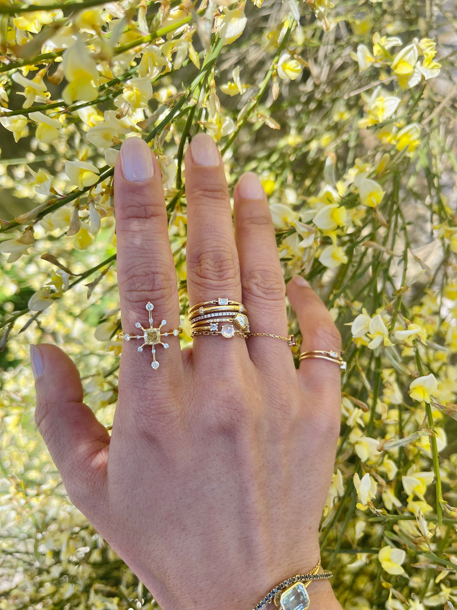 Yellow Diamond Starburst Ring