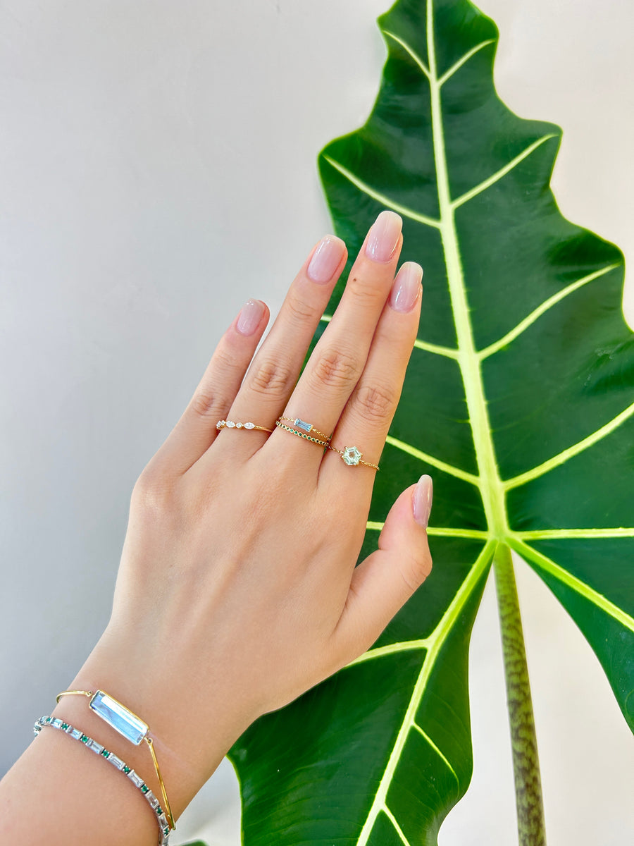 Tourmaline hexagon Chain Ring