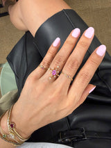 Pink Sapphire & Diamond Starburst Ring