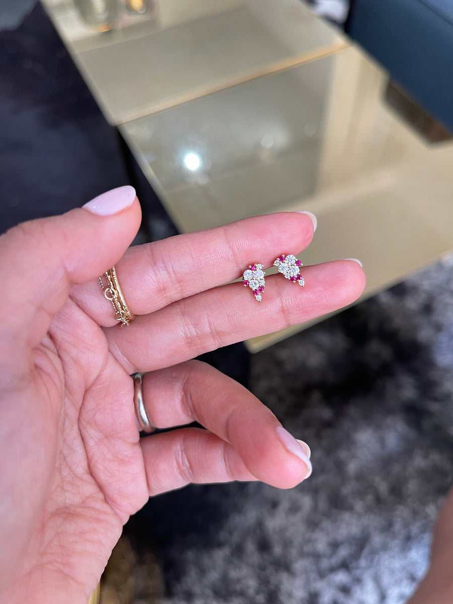 Diamond & Ruby cluster earrings