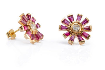 Diamond & Ruby Daisy Earring