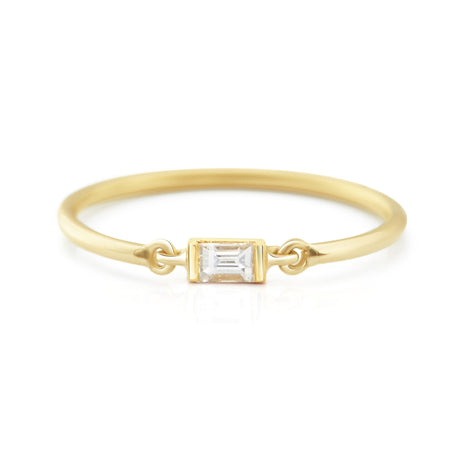 Diamond Baguette Petite Circle Ring 14k gold Stackable ring