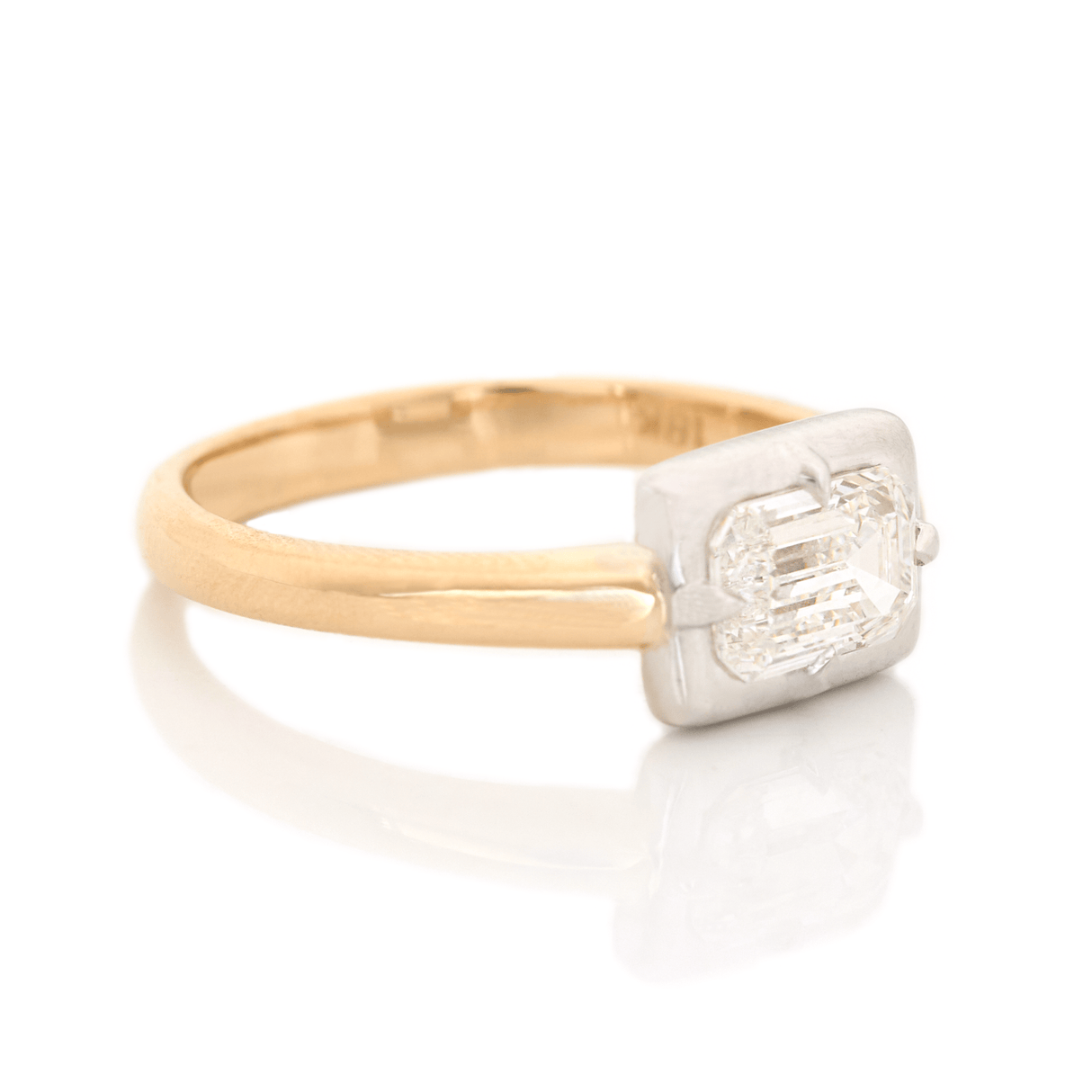 Diamond Compass Ring 18K White Gold & Yellow Gold Engagement Ring-2