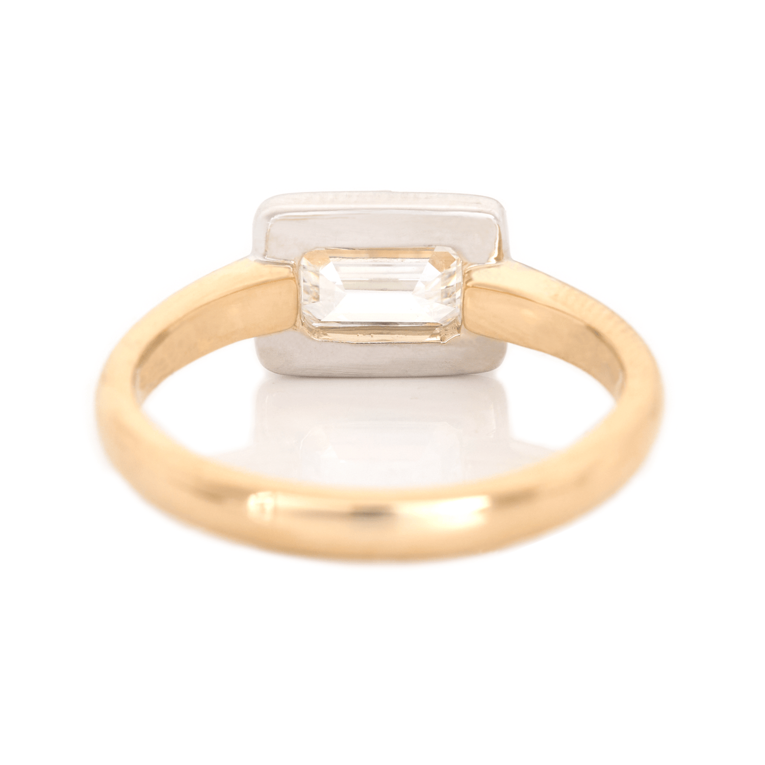 Diamond Compass Ring 18K White Gold & Yellow Gold Engagement Ring-3