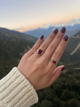 Diamond Crown Ring 18k gold stackable ring on model