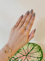 Diamond Cushion Petite Circle Ring 18k gold stackable gold on model 2