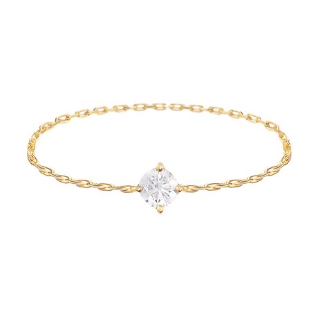 Diamond Dot Chain Ring 18k gold Stackable ring