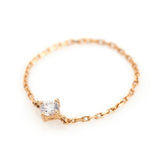 Diamond Dot Chain Ring 18k gold Stackable ring side view