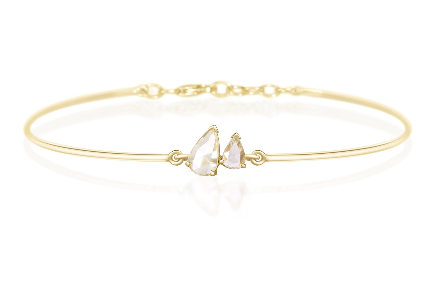 Diamond Double Pear Rose Cut Bangle 18k gold Stackable design