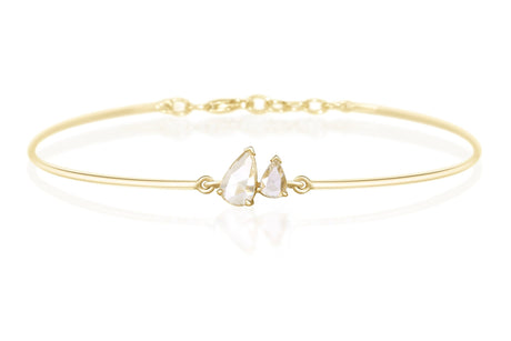 Diamond Double Pear Rose Cut Bangle 18k gold Stackable design