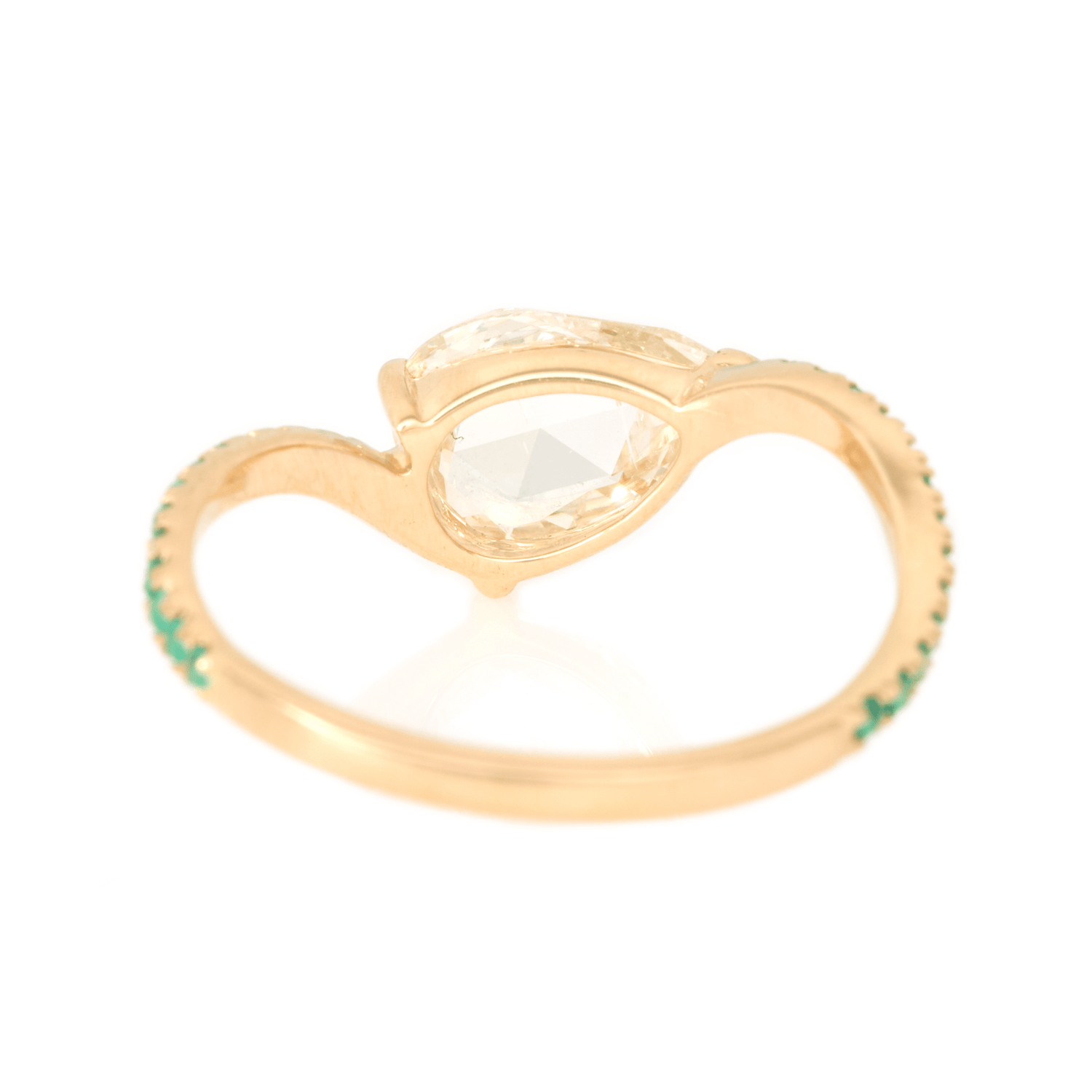 Diamond Emerald Curvature Supreme Ring 18k gold engagement ring back view