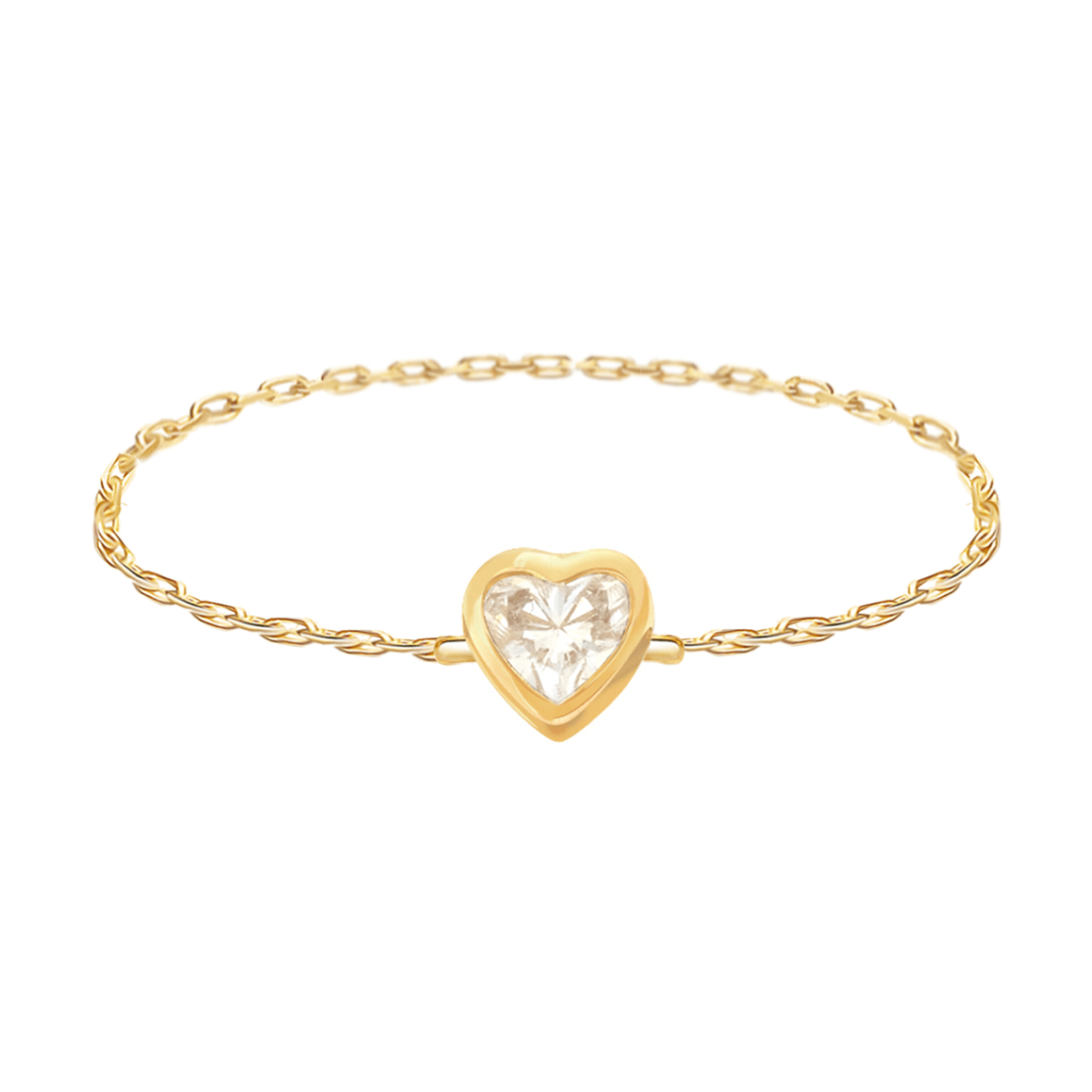 Diamond Heart Chain Ring 18k gold Stackable ring