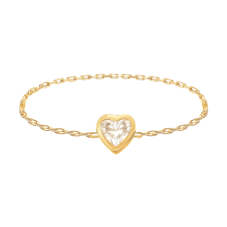 Diamond Heart Chain Ring 18k gold Stackable ring