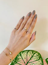 Diamond Heart Petite Circle Ring 18k gold engagement ring on model 4