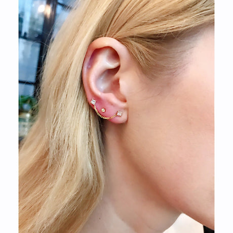 Diamond Linked Chain Earring