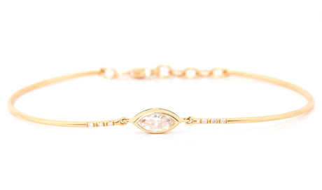 Diamond Marquise Bangle 18k gold stackable design