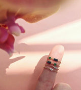 Diamond Marquise Chain Ring 14k gold Stackable ring on model