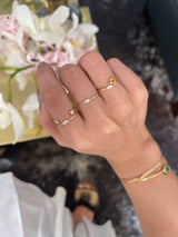 Diamond Marquise Petite Circle Ring 14k gold stackable ring on model