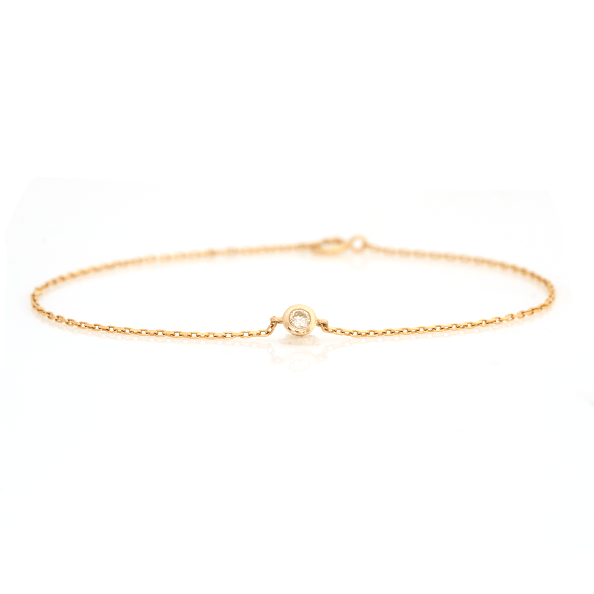 Diamond Petite Button Bracelet 18k gold stackable design