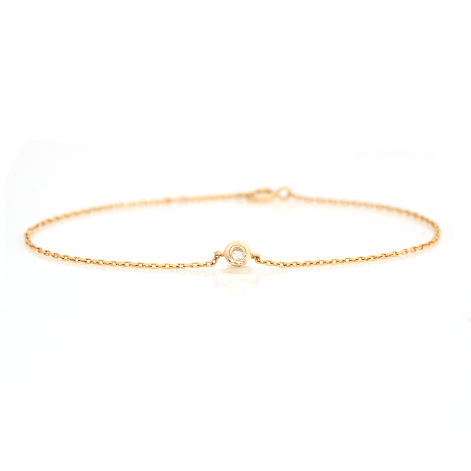 Diamond Petite Button Bracelet 18k gold stackable design